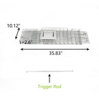 2-Pack H&B Live Animal Cage Trap,Folding 32x10x12 inch Humane Cat Trap for Stray Cats,Raccoons,Squirrel,Skunk,Mole,Groundhog,Opossums Armadillo,Rabbit,Catch and Release(Silver)