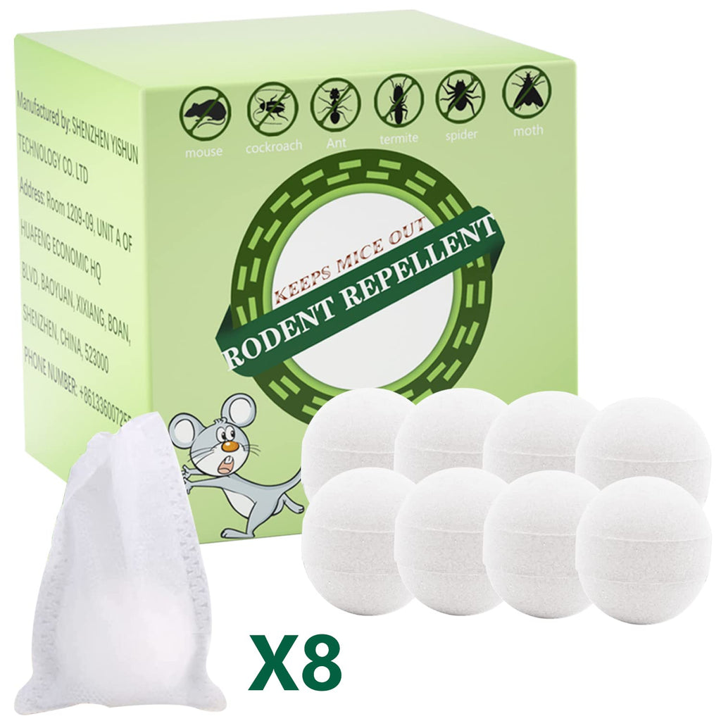 Moth Balls Rodent Repellent Mouse Repellent Outdoor Moth Balls for Rodents Outdoor Mice Repellent Moth Balls Peppermint Oil to Repel Mice and Rats, Mouse Repellant Rat Deterrent 8 Packs (White)