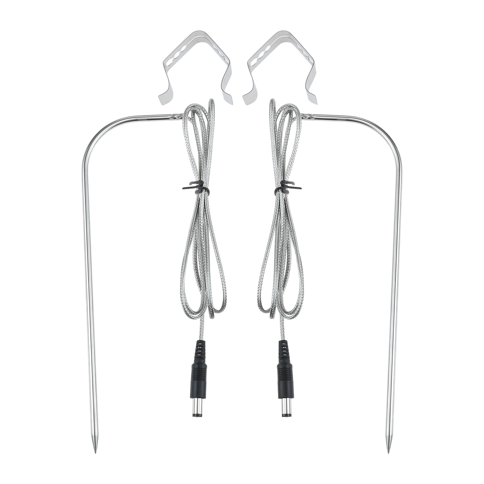 MOOTVGOO 2 Pack Temperature Meat Probe Replacement for Rec Tec, Recteq Wood Pellet Grills, with 2 Probe Clip Holders