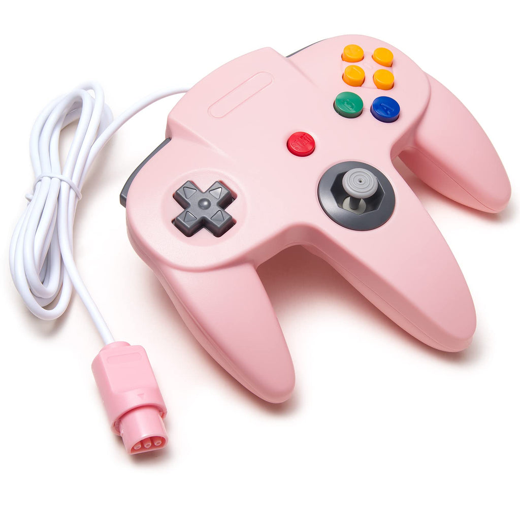 2 Pack Classic N64 Controller, kiwitatá Retro N64 Remote Gaming Joystick Wired Gamepad Controller for N64 System Video Games Console Pink