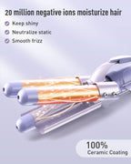 Waver Curling Iron Curling Wand - BESTOPE PRO 5 in 1 Curling Wand Set with 3 Barrel Hair Crimper for Women, Fast Heating Crimper Wand Curler in All Hair Type - Purple