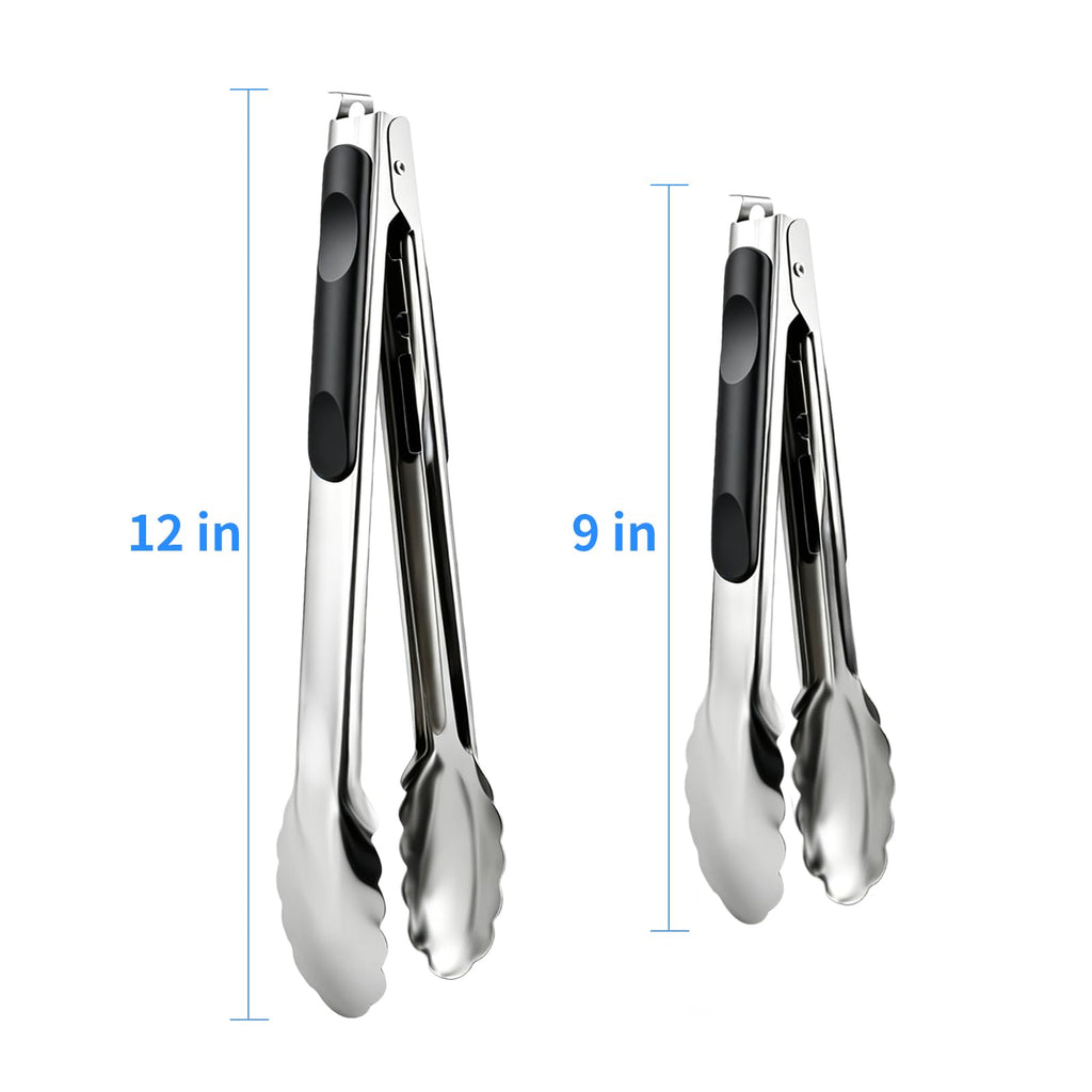 AskBed 2 Pcs 9/12 Inch Kitchen Tongs for Cooking, BBQ & Salad