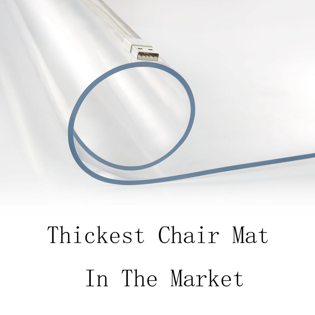 Thickest Chair Mat for Hardwood Floor - 1/8" Thick 47" X 35" Crystal Clear Chair Mat for Hard Floor, Can't be Used on Carpet Floor