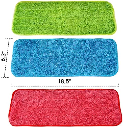 Microfiber Replacement Mop Pads, 18" x 6" Wet & Dry Home & Commercial Cleaning Refills, Colorful Reusable Floor Mop Pads, Washable Floor Cleaning Pads, 6 Pack