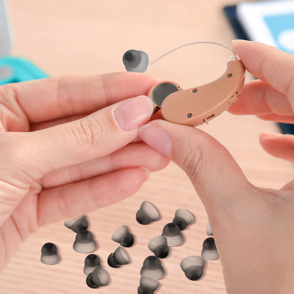 30 Pcs Dome Hearing Aid Silicone Hearing Aid Domes Hearing Aid Power Domes Medium Power Domes Small Close Domes Ear Tips Hearing Direct Domes Large Power Dome for Hearing Resound Accessories(Black)