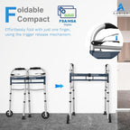 Agrish Narrow Walkers with Storage Bag - FSA/HSA Eligible Width Height Adjustable Walker, Lightweight Folding Walkers, Walkers for Seniors Handicapped & Disabled, Up to 350 lbs