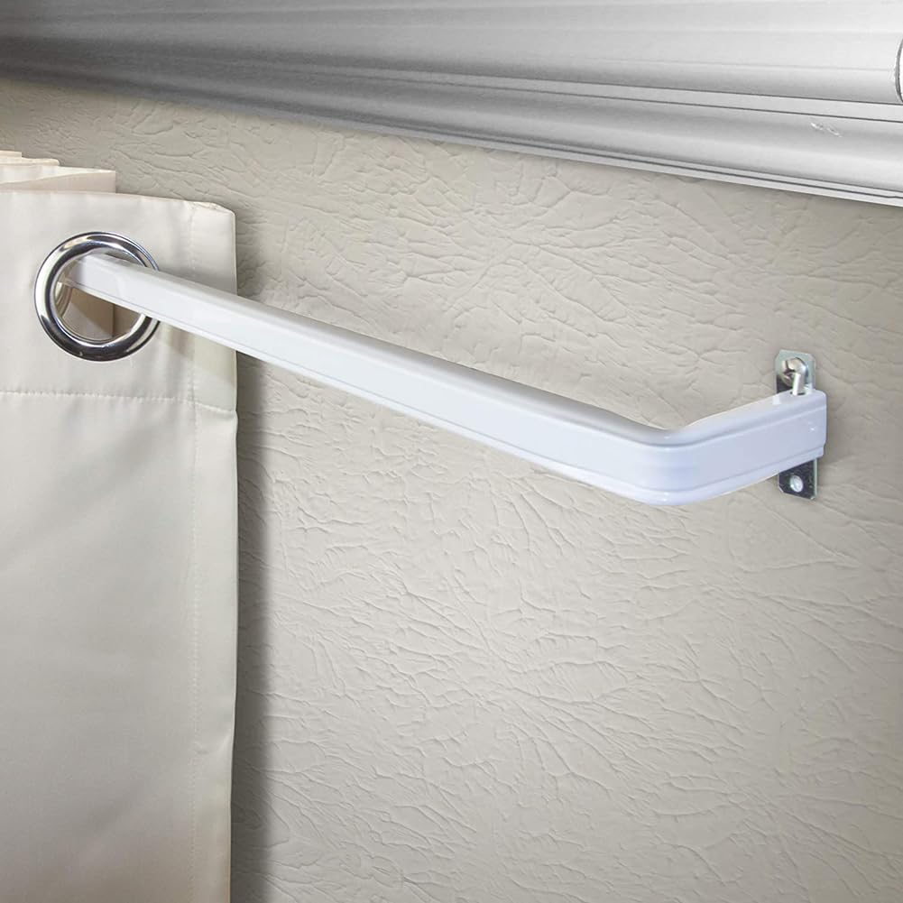 Heavy Duty Single Rod,Lock Seam Curtain Rod 28 to 48-Inch Adjustable Width, 2 1/2-Inch Projection，Hardware Included,White(Pack of 2)