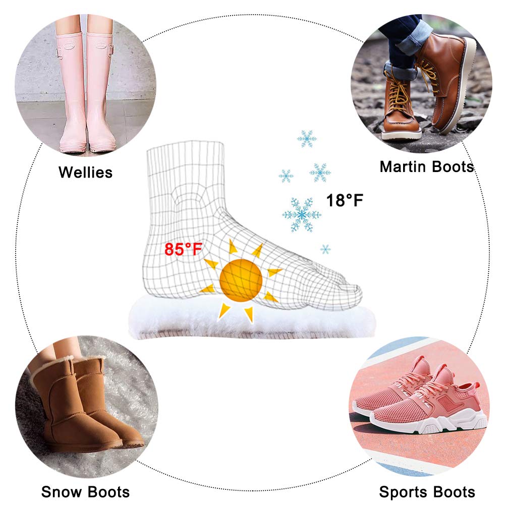 Bacophy 2 Pairs Genuine Thick Sheepskin Fleece Insoles for Women, Premium Warm Fluffy Wool Replacement Cozy Breathable Inner Soles for Shoes Boots Slippers Women Size 9