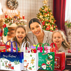 12 Pack Large Christmas Gift Bags with Tissue Paper - Reusable Christmas Tote Bags Non-Woven, Xmas Shopping Bags with Handles, for Christmas Treat Bags, Gifts Wrapping, Xmas Party Supplies 12.6'' X 9.8'' X 4.5''… (12 Pack)