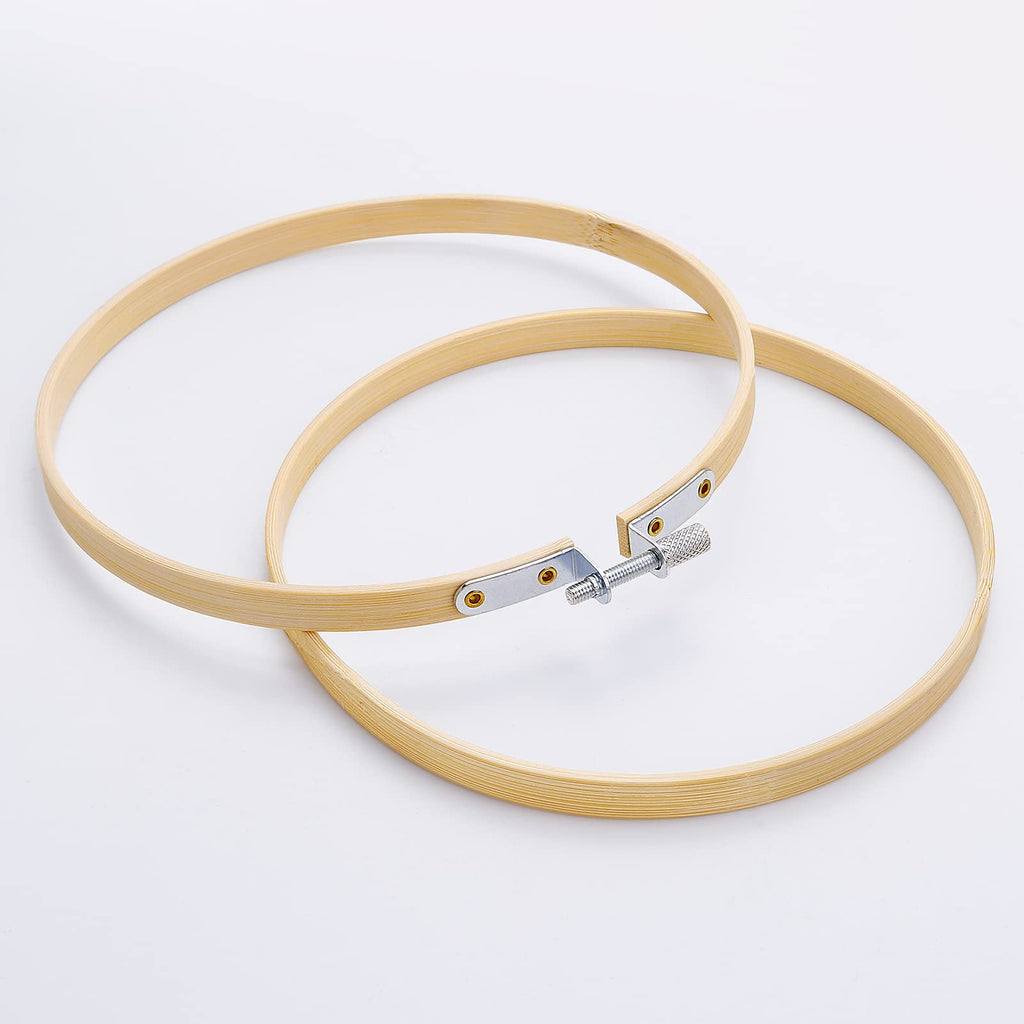 Pllieay 12 Pieces 5 Inch Embroidery Hoops Bamboo Circle Cross Stitch Hoop Ring for Embroidery, Art Craft Handy Sewing and Christmas Decoration