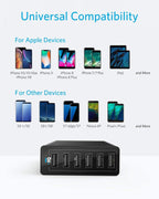 Anker Charger, 60W 6 Port Charging Station, PowerPort 6 Multi USB Charger for iPhone 15/Pro/Pro Max/14/13, iPad Pro/Air/Mini, Galaxy S23/S22/S21, Note 20 Ultra, LG, HTC, and More