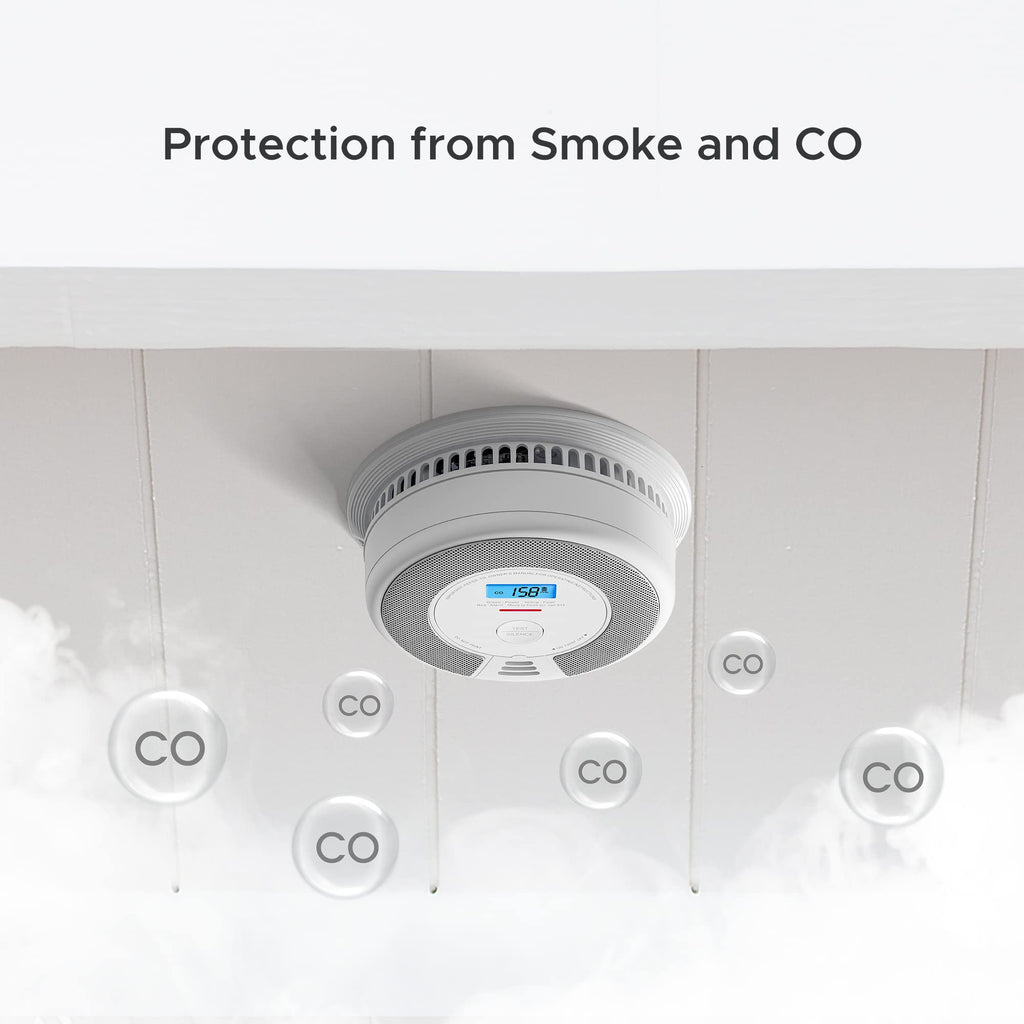 X-Sense Wireless Interconnected Combination Smoke and Carbon Monoxide Detector with LCD Display & 10-Year Battery, Over 820 ft Transmission Range, 1-Pack