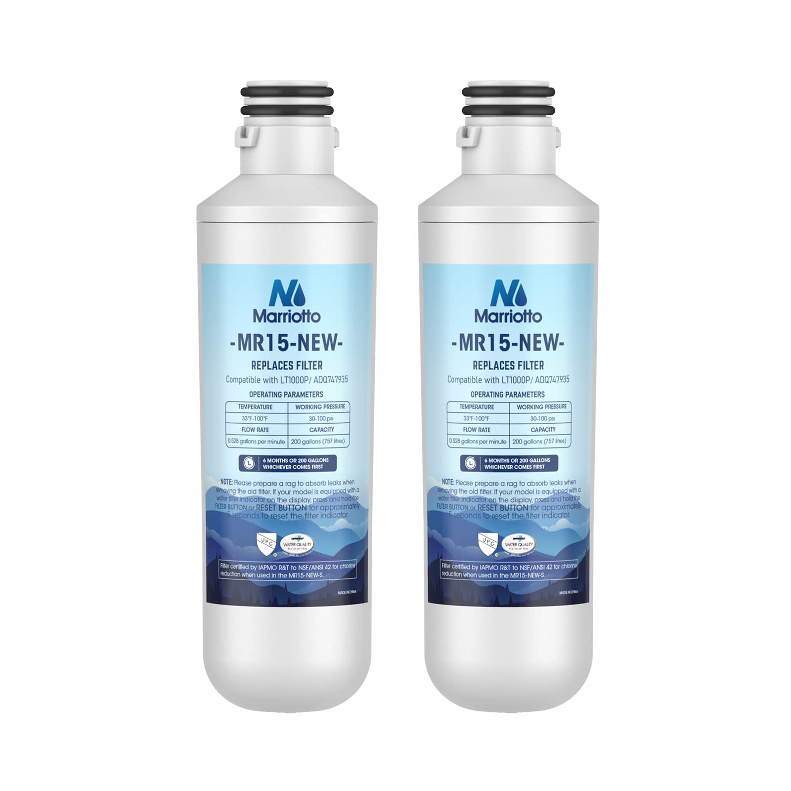MARRIOTTO Water Filter LT1000PC Replacement for Refrigerator, Compatible with LT1000PC/PCS, LT1000PC, LT-1000PC, MDJ64844601, ADQ747935 ADQ74793504 Water Filter (2 Pack)