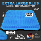 Gel Seat Cushions for Long Sitting- Extra Large & Ultra Thick(2" Inch)- Office Chair Cushion for Pressure Relief, Sciatica, Hip & Back Pain- Car Seat, Wheelchair, Truck Driver Seat - Non-Slip Ties