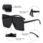 Square Oversized Sunglasses for Women Men Flat Top Fashion Shades