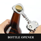 Wine Opener, Heavy-Duty Zinc Alloy Wing Corkscrew, Premium Beer Bottle Opener, Multifunctional Wine Accessories with Ergonomic Handle and Sharp Screw, for Kitchen, Bar, Restaurant (SILVER)