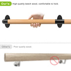 SELEWARE 52 Inch Wood Handrail Indoor Stairs Handrail Wall Mount Handrail w/Sturdy Metal Barckets, Barrier-Free Staircase Grab Bar for Elderly, 1.3 Inch Round