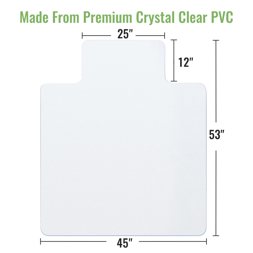 Luxstep Office Chair Mat for Carpet, Computer Desk Mat, Heavy Duty Hardwood/Tile Floor Protector,Easy Glide Plastic Floor Mat for Office Chair for Work,Home,Study with Extended Lip, 53"x45"