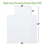 Luxstep Office Chair Mat for Carpet, Computer Desk Mat, Heavy Duty Hardwood/Tile Floor Protector,Easy Glide Plastic Floor Mat for Office Chair for Work,Home,Study with Extended Lip, 53"x45"