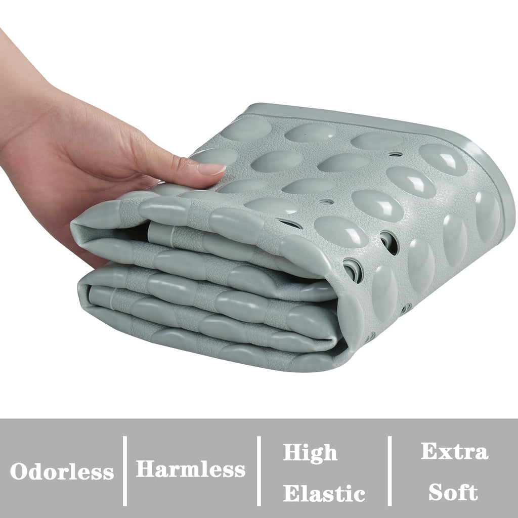 YANZIFLY Bathtub Mat for Shower: Soft Silicone 16X40 Inch Bath Mat Non Slip with Suction Cups Tub Mat for Bathroom for Kids Elderly Extra Large Shower matt Machine Washable - Grey