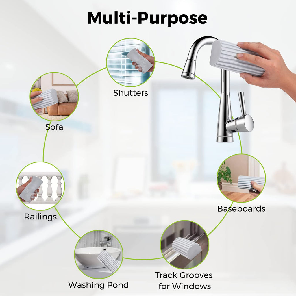 Jeymei 2-Pack Damp Clean Duster Sponge, Sponge Cleaning Brush, Duster for Cleaning Blinds, Glass, Baseboards, Vents, Railings, Mirrors, Window Track Grooves and Faucets