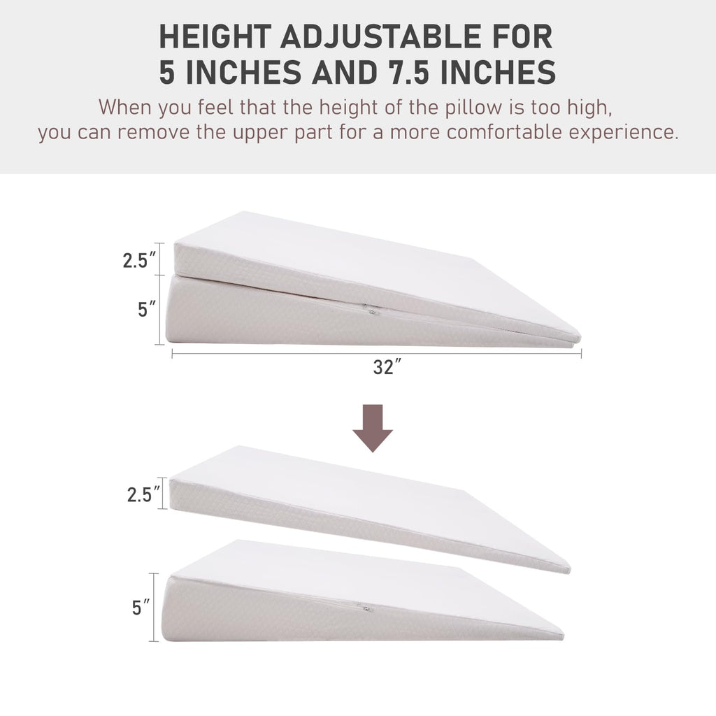 SUNYRISY Adjustable Wide Size Bed Wedge Pillow, Wedge Mattress Topper with Washable Cover, Mattress Wedge Lifter, Inclined Mattress Elevator for Acid Reflux, Neck & Back Pain, Anti-snoring, Queen
