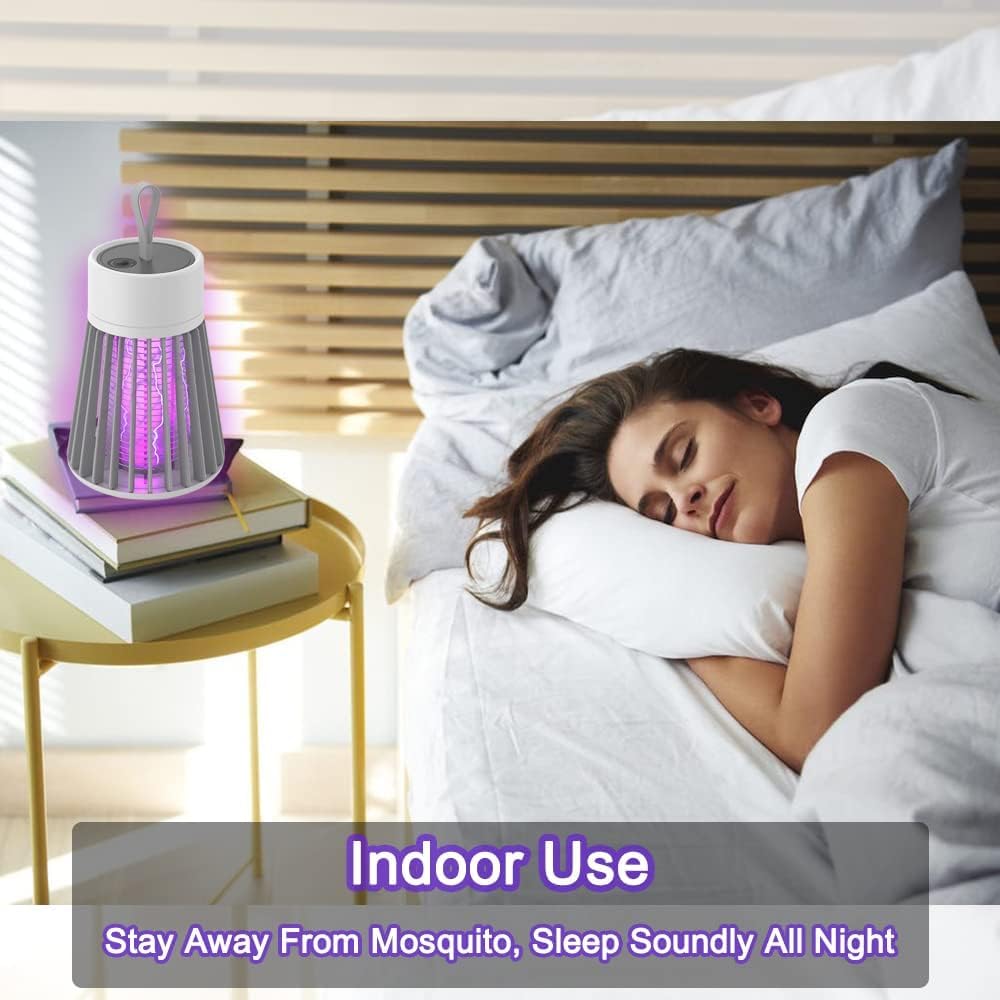 Bug Zapper Indoor Outdoor Portable Mosquito Zapper Electric Bug Killer with USB Rechargeable Bug Zapper with Security Grid and Brush Mosquito Trap Mosquito Killer for Home,Yard,Camping