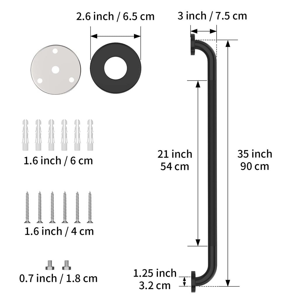 36 Inch Anti Slip Shower Grab Bar Oil Rubbed Black, Munzong Bathroom Grab Bar, Knurled Bathroom Balance Bar,Safety Hand Rail Support Handicap Elderly Injury Senior Assist Bath Handle