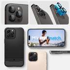 Spigen Camera Lens Screen Protector [GlasTR EZ Fit Optik Pro] Designed for iPhone 16 Pro Max/iPhone 16 Pro/iPhone 15 Pro Max/iPhone 15 Pro [Case Friendly] - Black Titanium [2 Pack]