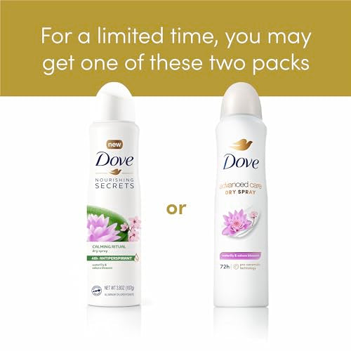 Dove Advanced Care Antiperspirant Deodorant Spray Waterlily & Sakura Blossom 3 Count Moisturizing for After-Shaving Care 72-hour that boost skin's ceramide levels for Soft Underarms 3.8 oz