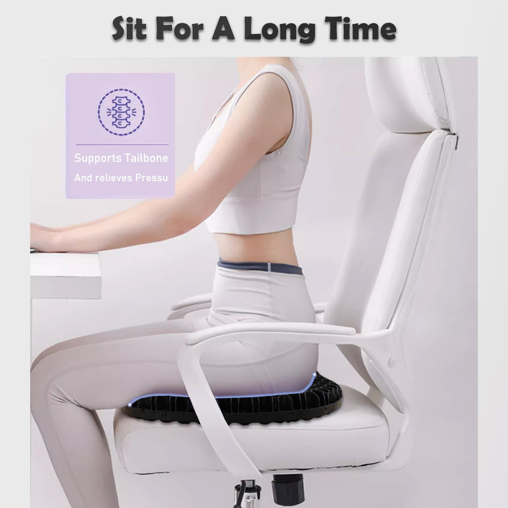 Ergonomic Gel Seat Cushion for Office & Car - Breathable, Cooling, Sciatica & Back Pain Relief, Large Size (18x15x2 Inches)