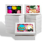 RomanticBaking 100 Pack White 7 x 4 3/8 x 1 1/2inches Cookies Boxes with Window Christmas Bakery Boxes Macaron Boxes Small Treat Boxes Chocolate Truffle Boxes