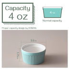DOWAN 4 oz Ramekins - Ramekins for Creme Brulee Porcelain Ramekins Oven Safe, Classic Style Ramekins for Baking Souffle Ramekins Ramekins Bowls, Set of 6, Blue