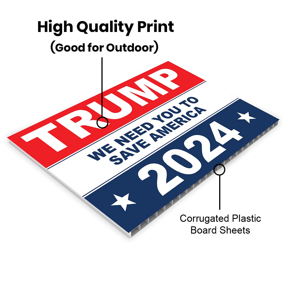 Trump 2024 Yard Sign, Trump Signs for Yard, 12" x 18" inches Double Sided with H-Metal Stake, Trump 2024 Signs for Yard, WNYTSA Yard Sign, Trump Signs, Donald Trump Yard Sign, Trump Lawn Sign