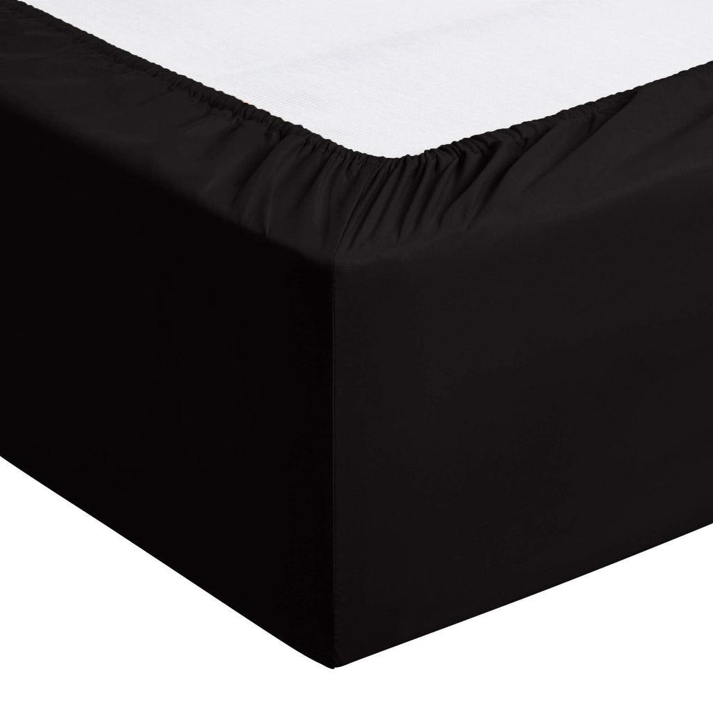 Amazon Basics Lightweight Super Soft Easy Care Microfiber 4-Piece Bed Sheet Set with 14-Inch Deep Pockets, Queen, Black, Solid
