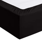 Amazon Basics Lightweight Super Soft Easy Care Microfiber 4-Piece Bed Sheet Set with 14-Inch Deep Pockets, Queen, Black, Solid