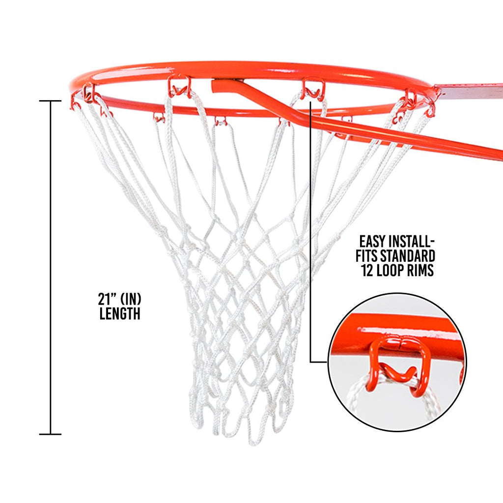 Basketball Net Replacement Heavy Duty - 12 Loops, Professional All Weather Anti Whip Nets, Fits Standard Indoor or Outdoor Rims - Premium Basketball Accessories - Hoop Net
