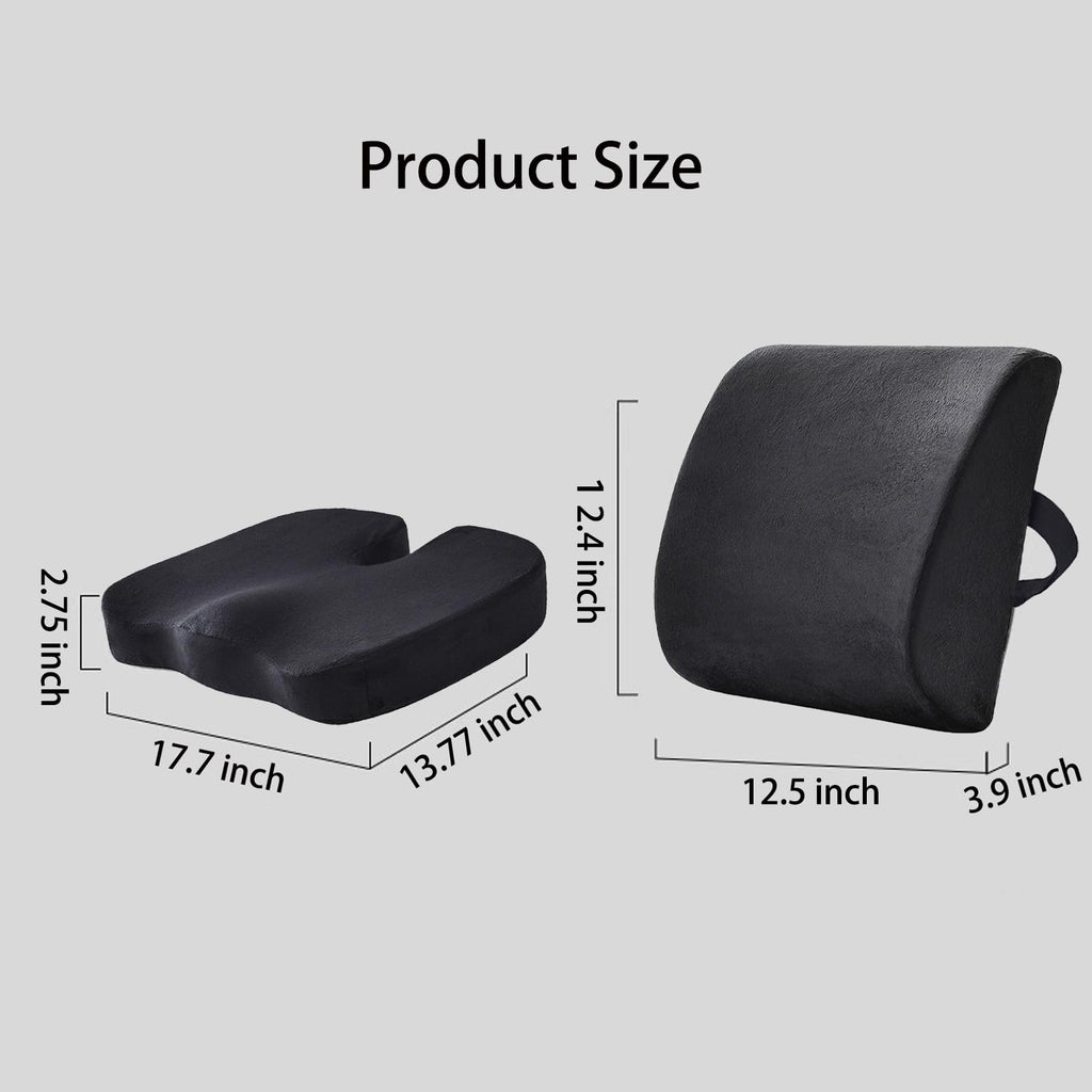 WMM Seat Cushion & Lumbar Support Pillow for Office Chair, Car Seat Wheelchair Travel, Reduce Tailbone Pressure for Lower Back, Tailbone, Sciatica, Hip Pain Relief