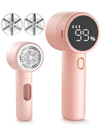 Fabric Shaver, Lint Remover Rechargeable, Electric Portable Sweater Defuzzer with 3 Speeds, 6 Leaf Blades, Digital LED Display to Remove Pilling for Clothes, Furniture, Sweater, Couch, Blanket