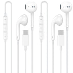 USB C Headphones for iPhone 17 16 15, 2 Pack [Apple MFi Certified] Wired Headphones USB C with Microphone & Remote Control Noise Cancelling for iPhone 17 16 15 Pro Max, Galaxy S26 S25 S24