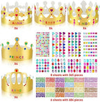 Paper Princess Prince Crowns for Kids Birthday Party Hats Gold for Boys Girls DIY Crown Supplies (Classic Style,34 Pieces)