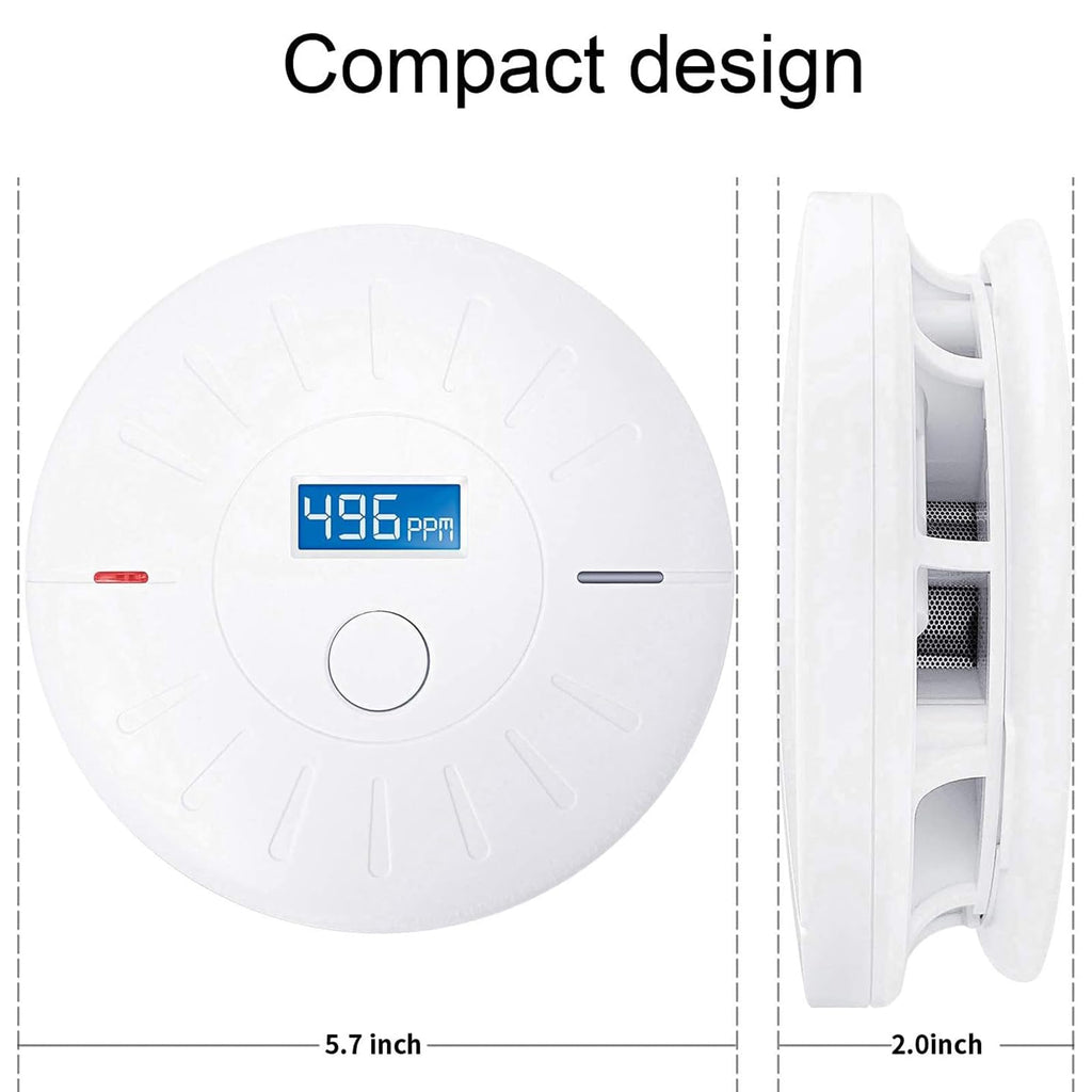6 Pack 10 Year Battery Operated Smoke and Carbon Monoxide Detector, Portable Fire Co Alarm for Home and Kitchen (White)