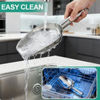 Ozidstu 6 Oz Upgraded & Thickened Stainless Steel Ice Scoop, Kitchen Scooper for Ice Maker, Freezer, Bucket, Bar, Wedding, Pet Food - Sturdy, Rust-Resistant, Dishwasher-Safe
