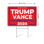 SignPro Trump Vance 2024 Yard Sign | Trump JD Vance Lawn Sign | Trump Vance Make America Great Again Sign | 18" x 12" Corrugated Plastic Outdoor Weatherproof Yard Signs With H Stake | Double Sided