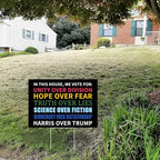 Probsin Kamala Harris 2024 Yard Sign with Metal Stakes Double Sided 12" x 17" In This House Harris Over Trump Signs Voted for Kamala Harris Outdoor Decorations for Lawn, Garden, Window, Party Supplies