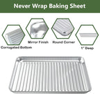 ROTTAY Quarter Baking Sheet Pan with Wire Rack Set [2 Pans + 2 Racks], Stainless Steel Cookie Sheet for Oven, Warp Resistant & Heavy Duty & Rust Free, Size 12 x 10 x 1 Inches