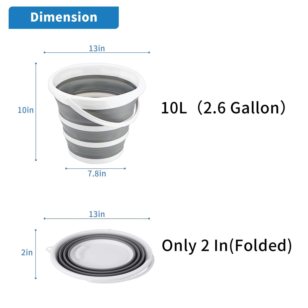 Craftend Collapsible Bucket 10L 2.6 Gallon Cleaning Bucket Mop Bucket Folding Foldable Portable Small Plastic Water Supplies for Outdoor Garden Camping Fishing Car Wash Space Saving