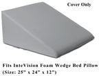 InteVision 400 Thread Count, 100% Egyptian Cotton Bed Wedge Pillowcase; Replacement Cover Designed to Fit The 12" (Height) Version of The InteVision Foam Wedge Bed Pillow (25" x 24" x 12") (Gray)