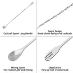 Muddler for Cocktails, 10" Muddler and Long Handle Bar Cocktail Mixing Spoon, Stainless Steel Stirrer, Bar Accessories Tools for Mojitos Fruit Drinks