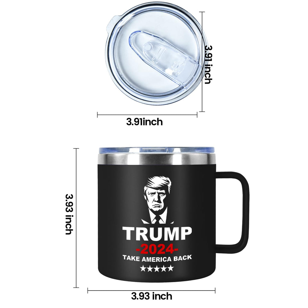 Icesip Trump Dad Mug 14 oz Insulated Coffee Mug with Lid and Handle, 14oz Double Wall Stainless Steel Coffee Tumbler Travel Cup, Black 1 Pack
